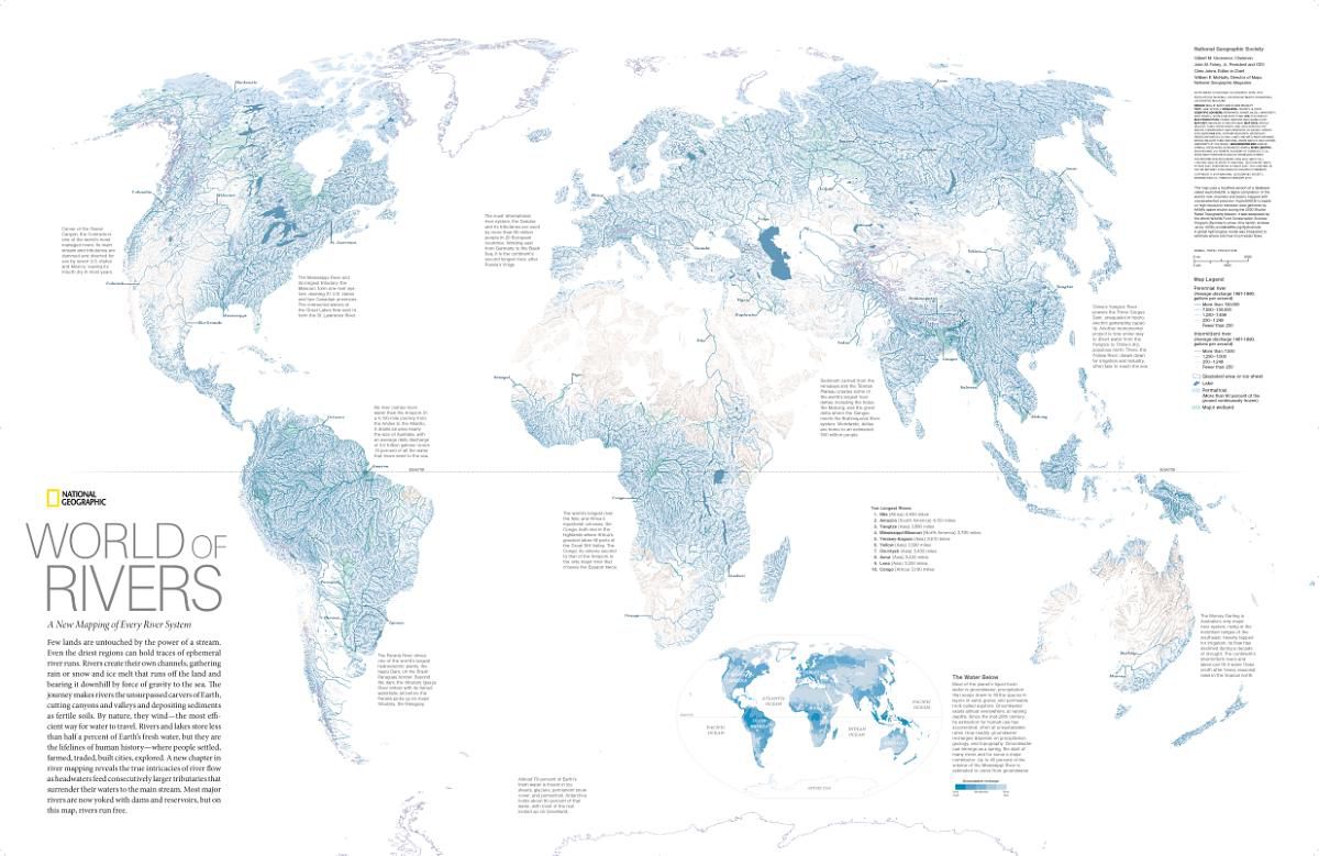 world map with bodies of water and rivers labeled World Of Rivers National Geographic Society world map with bodies of water and rivers labeled