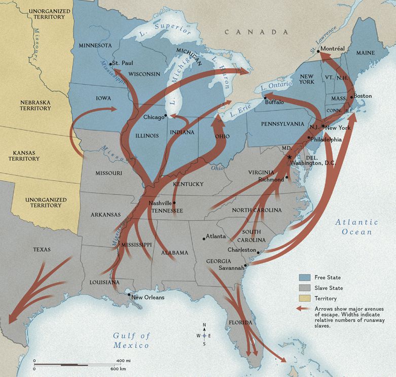 map of the underground railroad routes The Underground Railroad National Geographic Society map of the underground railroad routes