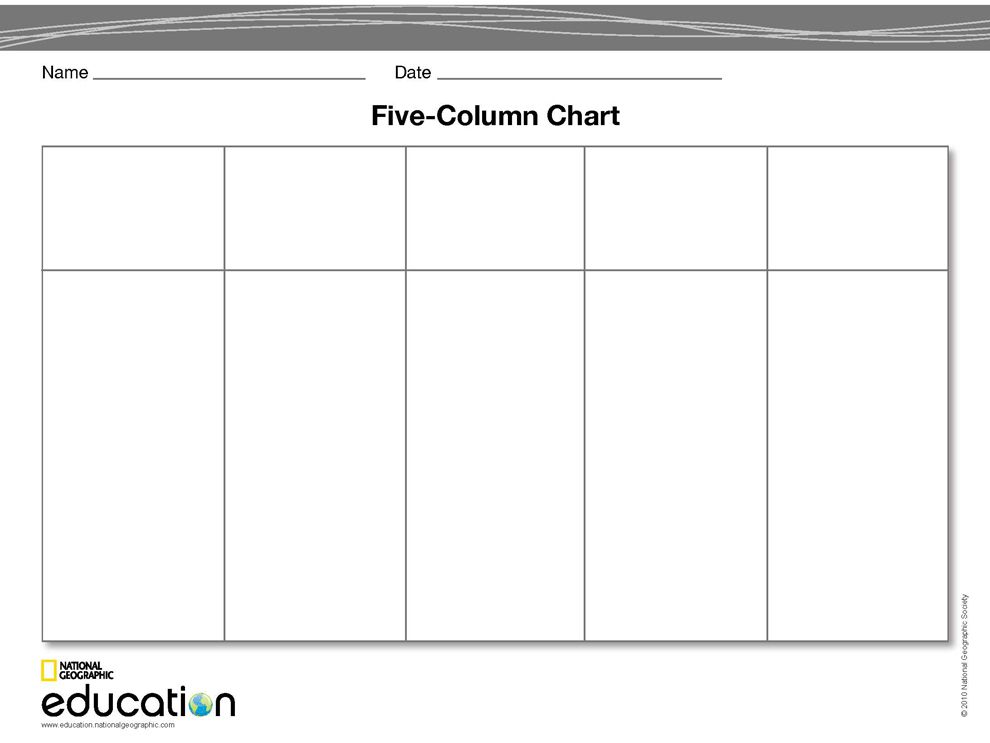 Free Printable 5 Column Chart