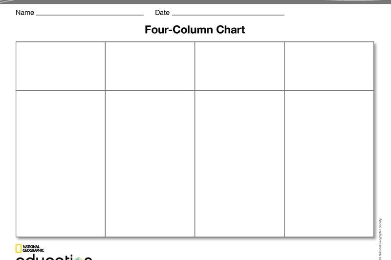 Four Column Chart Graphic Organizer