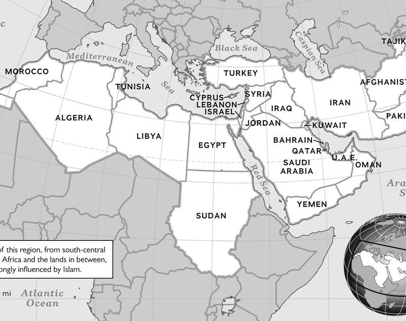 middle east map black and white Maps National Geographic Society middle east map black and white