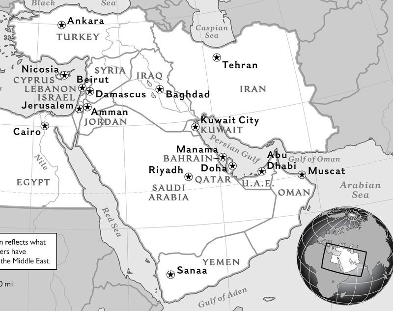 Middle East Map Black And White Media | National Geographic Society