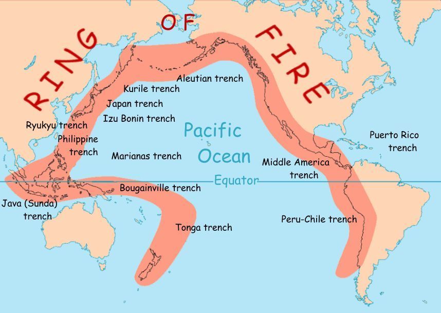 RING OF FIRE threatening WEST COAST of USA
                      VOLCANOES, earthquakes tsunamis