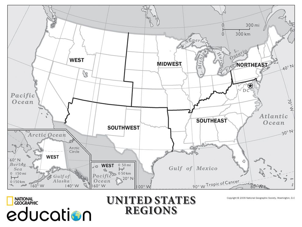 regions map of the us United States Regions National Geographic Society regions map of the us