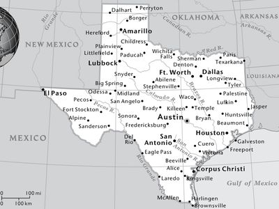 Map Of Texas Black And White Media | National Geographic Society