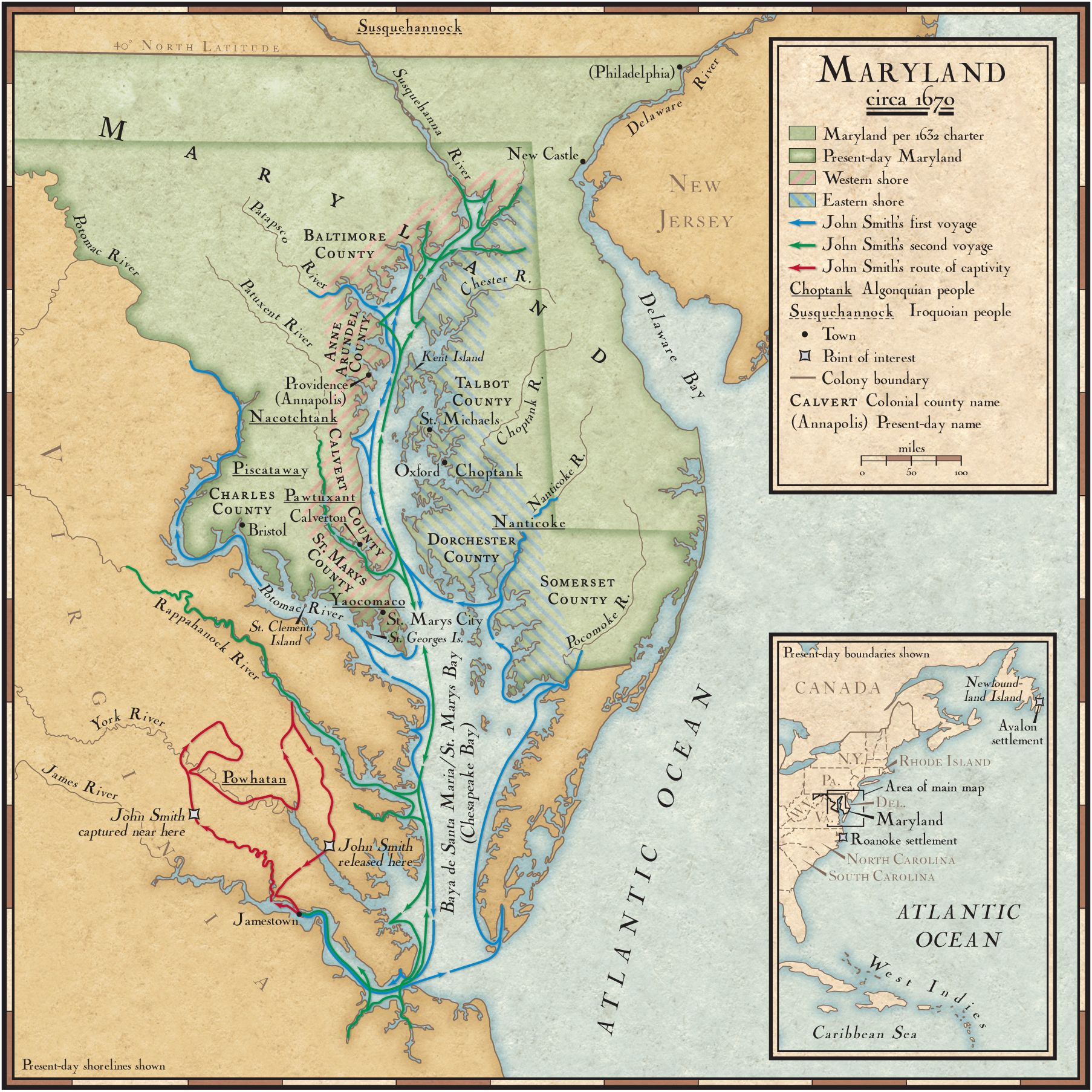 John Smith's Exploration Routes in the Chesapeake Bay  National Geographic Society