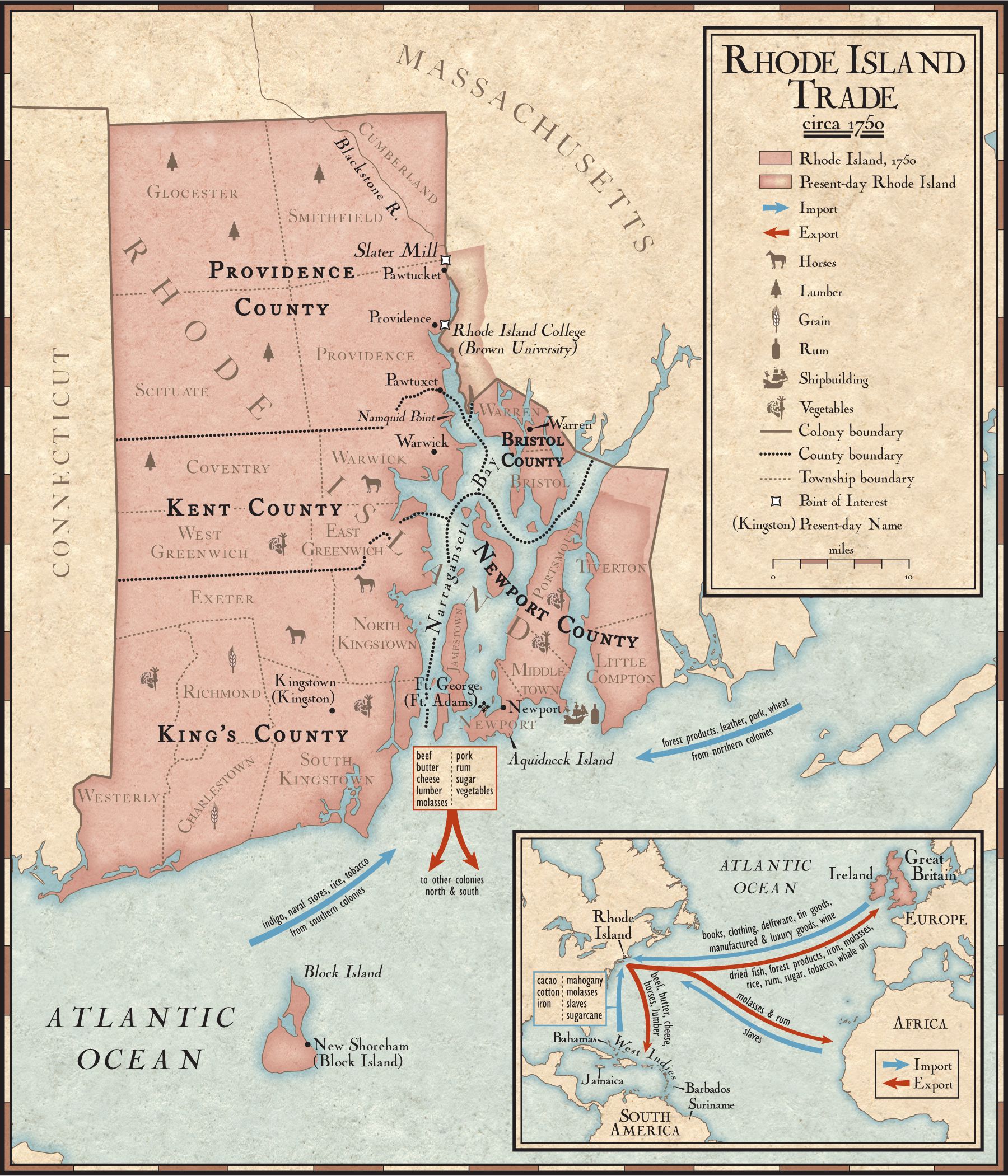rhode island map Trade In Rhode Island During The 1700s National Geographic Society rhode island map