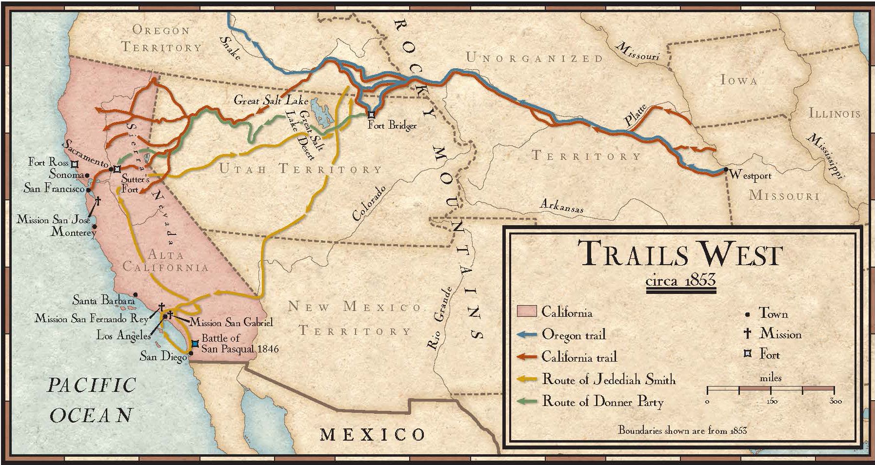  Trails  West  in the Mid 1800s National Geographic Society