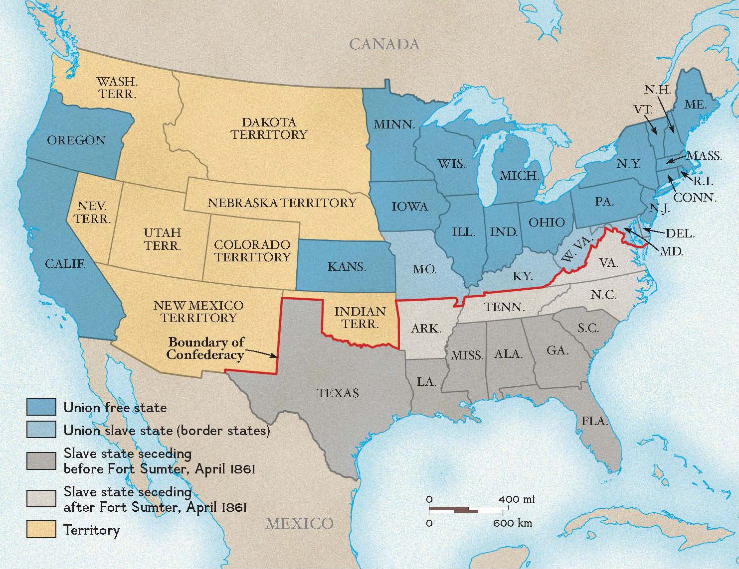 Boundary Between The Union And The Confederacy National Geographic Society