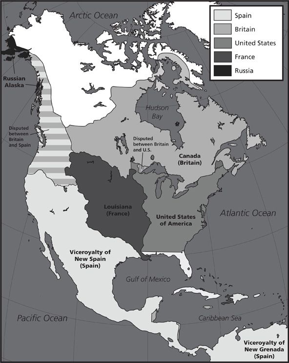 North America In 1800 National, North America Landscape Map