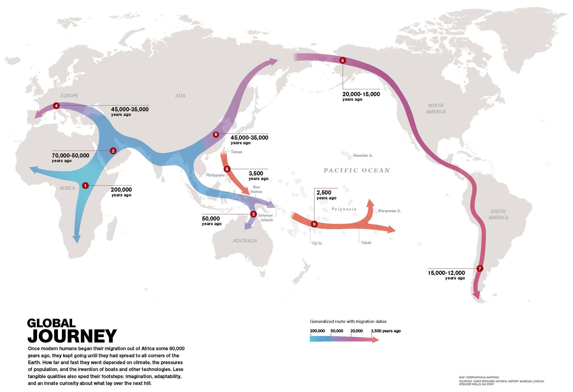 human migration out of africa map Global Human Journey National Geographic Society human migration out of africa map