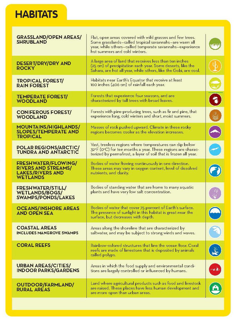 Animal Adaptation Chart