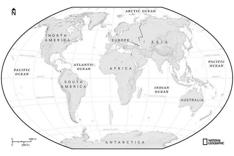 World Map Black And White Labeled Resource Library | National Geographic Society