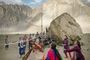 Picture of girls playing volleyball in upper Hunza, Gojal region.