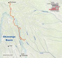 Map of Okavango Wilderness Project expedition, July-August, 2016