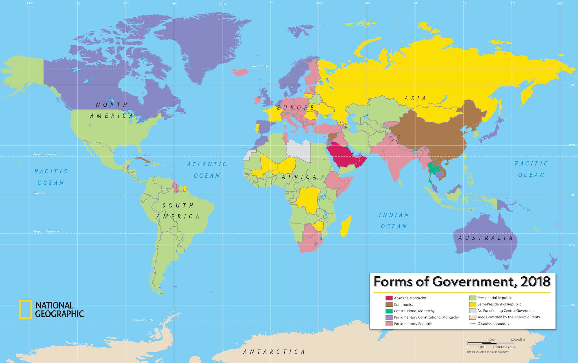 What countries does. Political Map of the World 2018. Republic form of government. Map form of government. National Geographic World political Map.