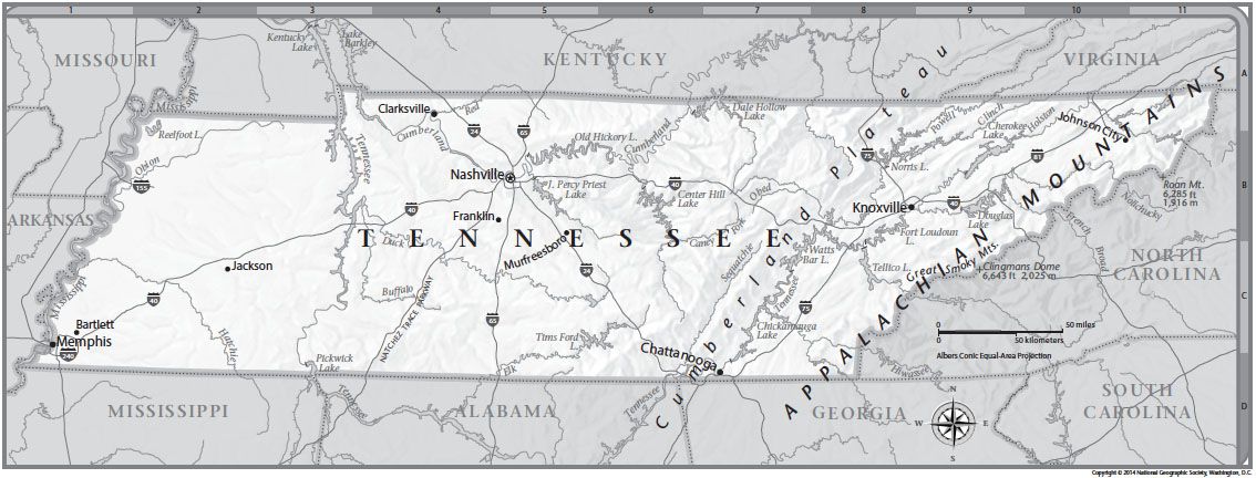 Tennessee Tabletop Map  National Geographic Society