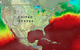 <p>In this image, red regions represent warmer temperatures and blues cooler temperatures.</p>