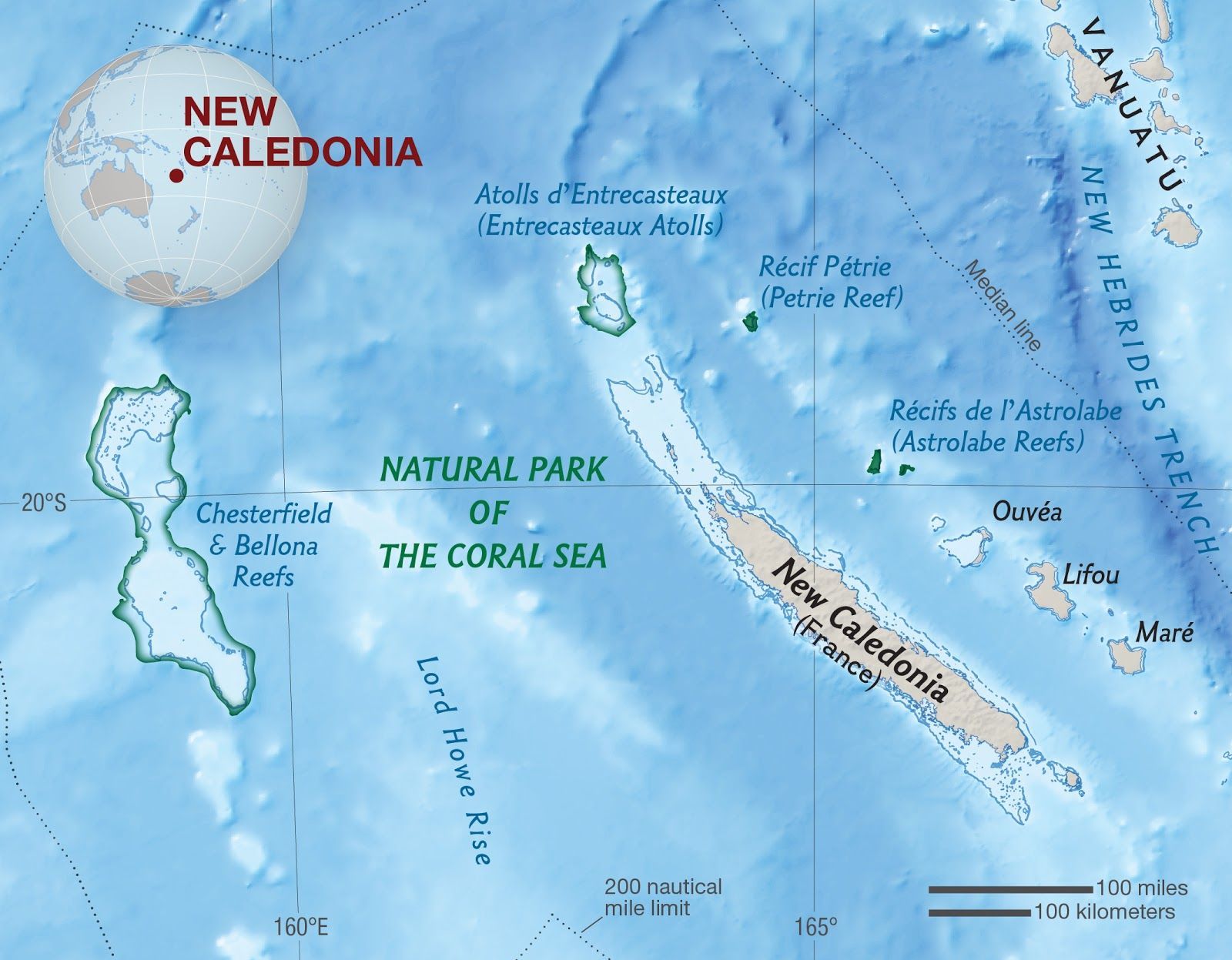 Новая каледония на карте