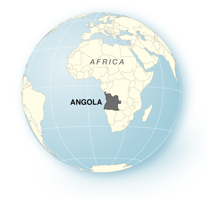 Illustration of globe highlighting Angola Illustration of globe highlighting Angola