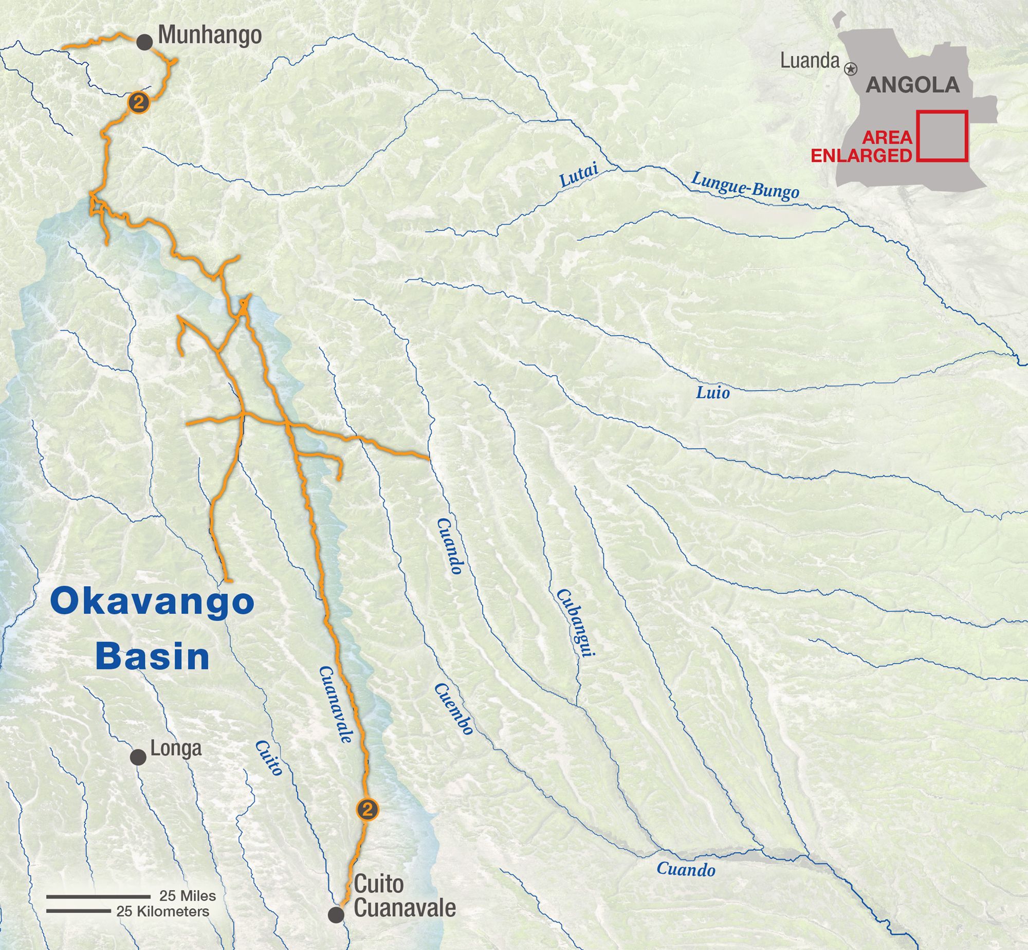 Map of Okavango Wilderness Project expedition, February-April, 2016 Map of Okavango Wilderness Project expedition, February-April, 2016
