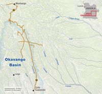Map of Okavango Wilderness Project expedition, February-April, 2016