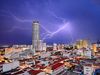 Picture of lightning striking near Komtar Tower, Malaysia